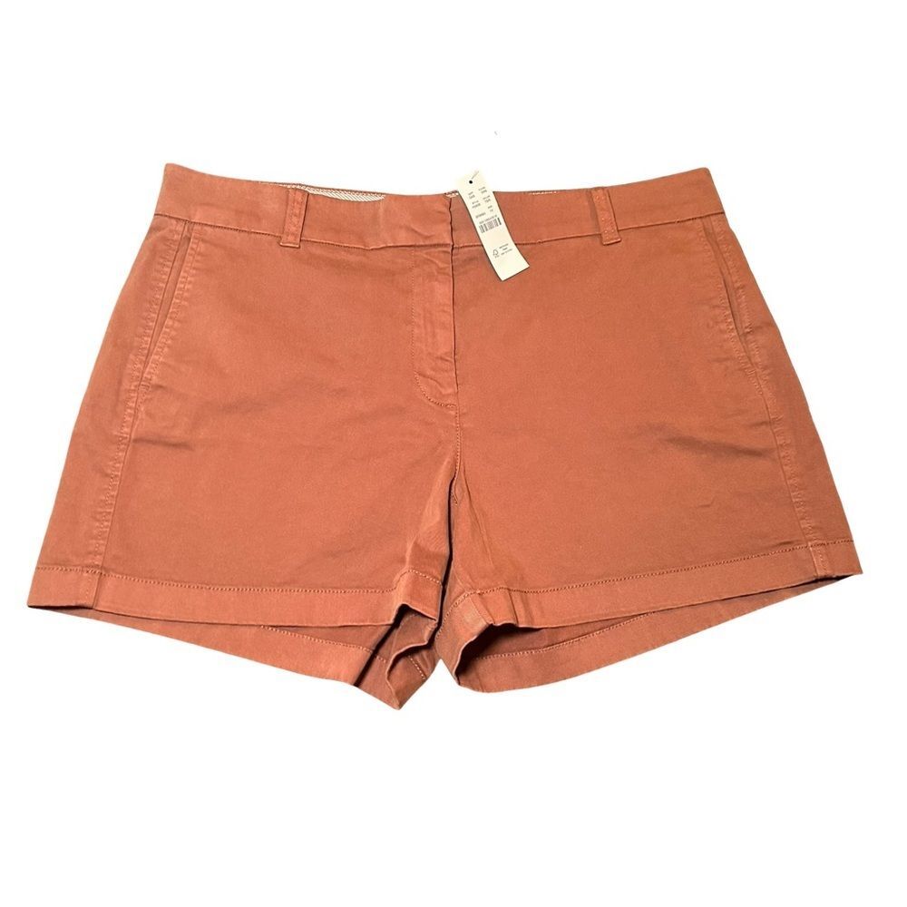 J Crew Flat Front Chino Shorts-Rust Orange Color-4" Inseam-Size 14-NWT